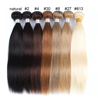 1/3 Pcs Human Hair Bundles Pre-Colored Remy Indian Hair Extension Bone Straight Black Dark Brown Blonde #2 #4 #8 #27 #30 #613