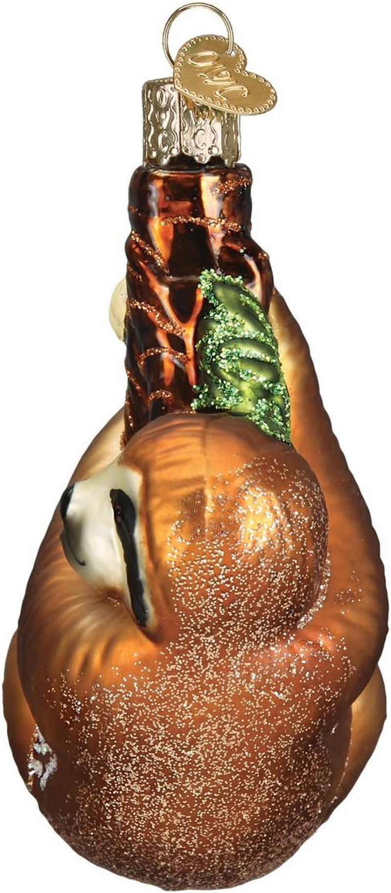 Smiling Sloth Hugging Branch Glass Blown Ornament for Christmas Tree, Handcrafted Holiday Decoration, Wildlife Animal Collection
