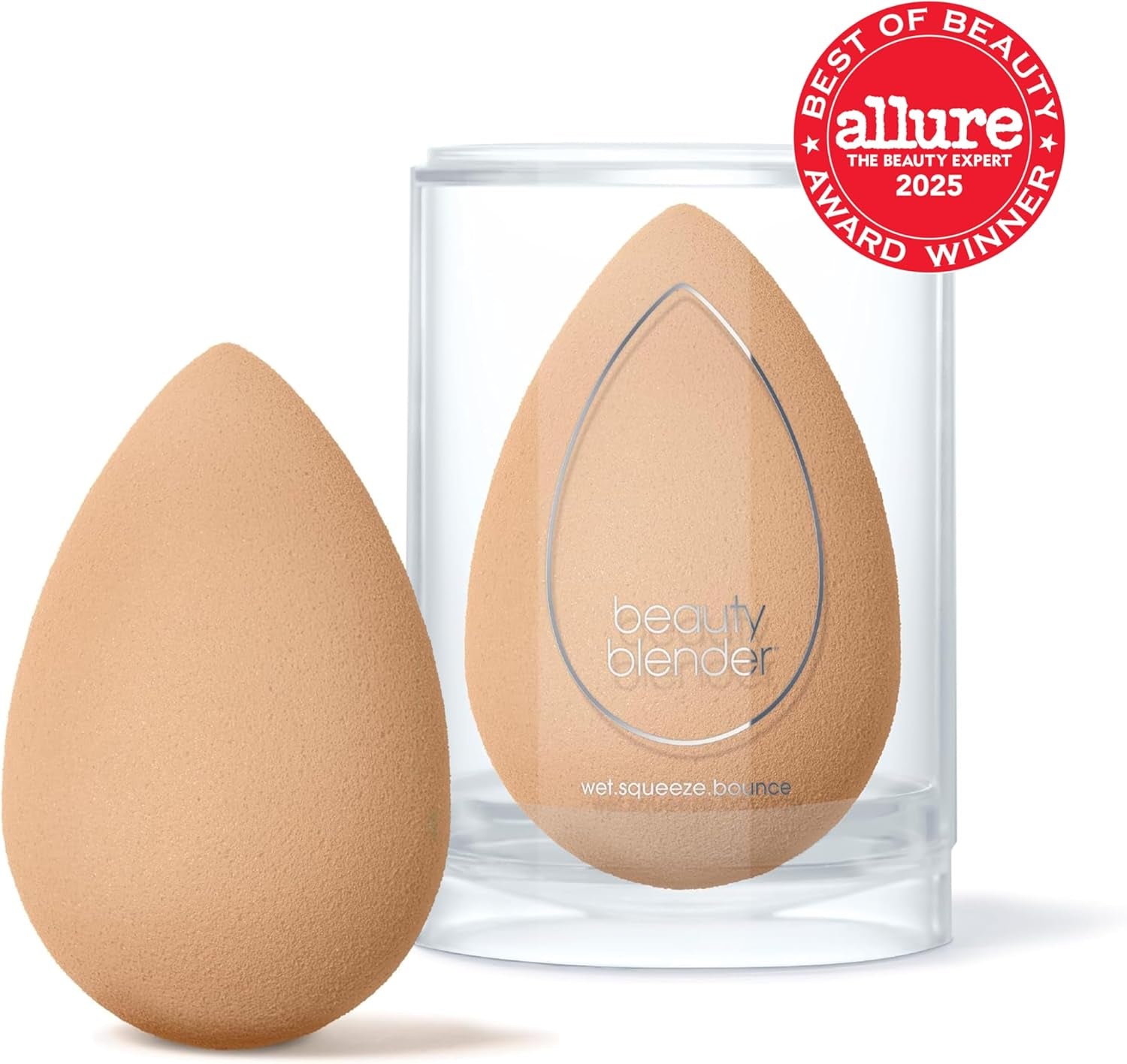 ® Nude Beauty Blender Makeup Sponge, Super-Soft Foam Easily Blends Foundations, Powders & Creams, Made in USA, Reusable, Washable, Streak Free Application